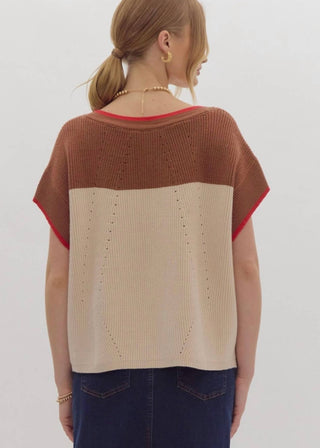 Entro - Rachele Short Sleeve V-neck Knit Top