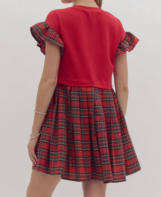 Entro - Tartan Plaid with a Bow Dress