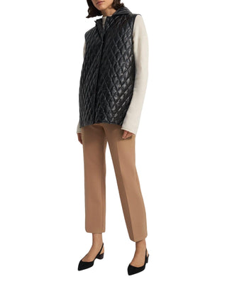 Theory - CLAIRENE QUILTED FAUX LEATHER HOODED VEST