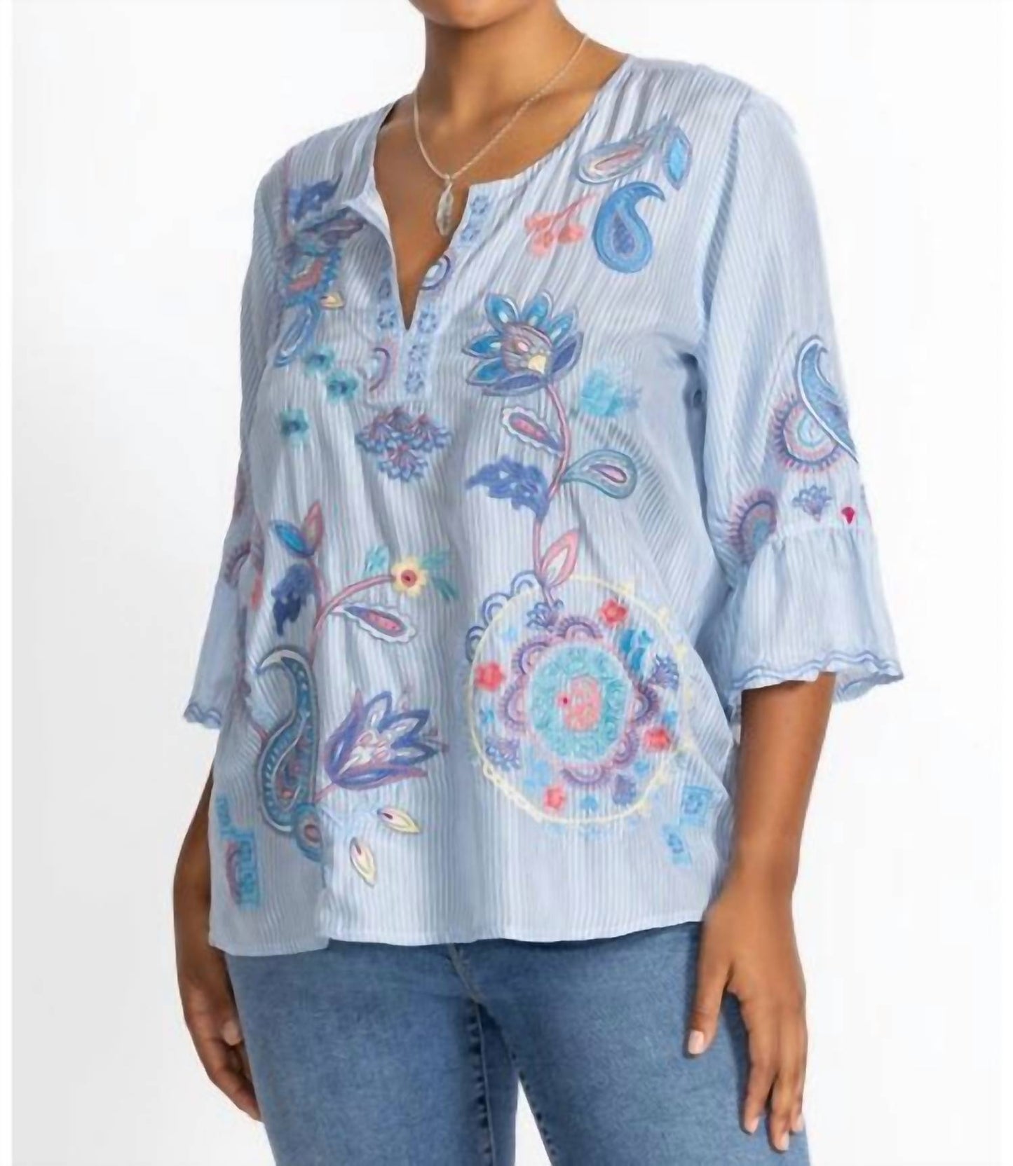 Johnny Was - WOMEN'S RUFFLE SLEEVE BLOUSE NEILLY PLUS