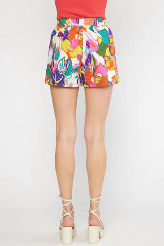 Entro - Floral High Waisted Shorts