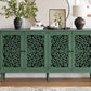 60' Antique Buffet Cabinet with Floral Carvings