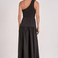 Elan - Black Gauze One-strap Smocked Dress