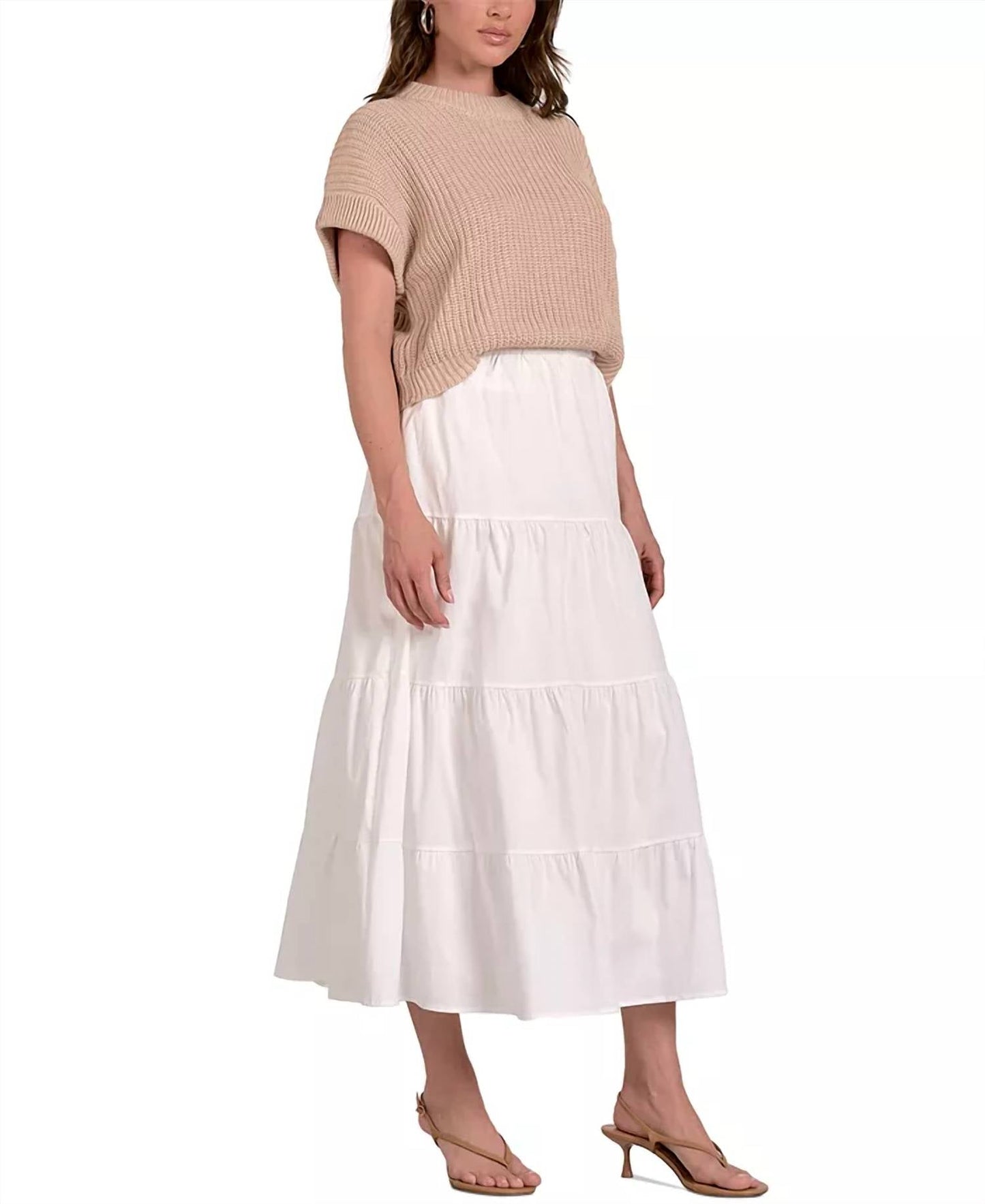Elan - Sweater Combo Tiered A-line Dress