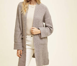 Wishlist - Brushed Ribbed Knit Long Cardigan