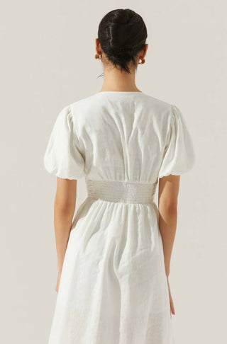 Astr - Citrine Linen Bow Front Midi Dress