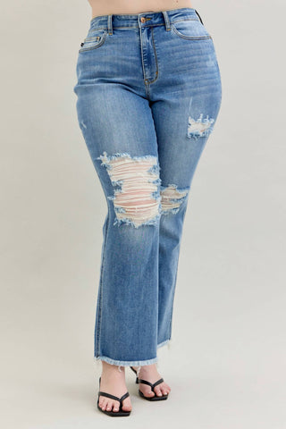 Judy Blue - Women's Destroyed Fray Bootcut Jeans