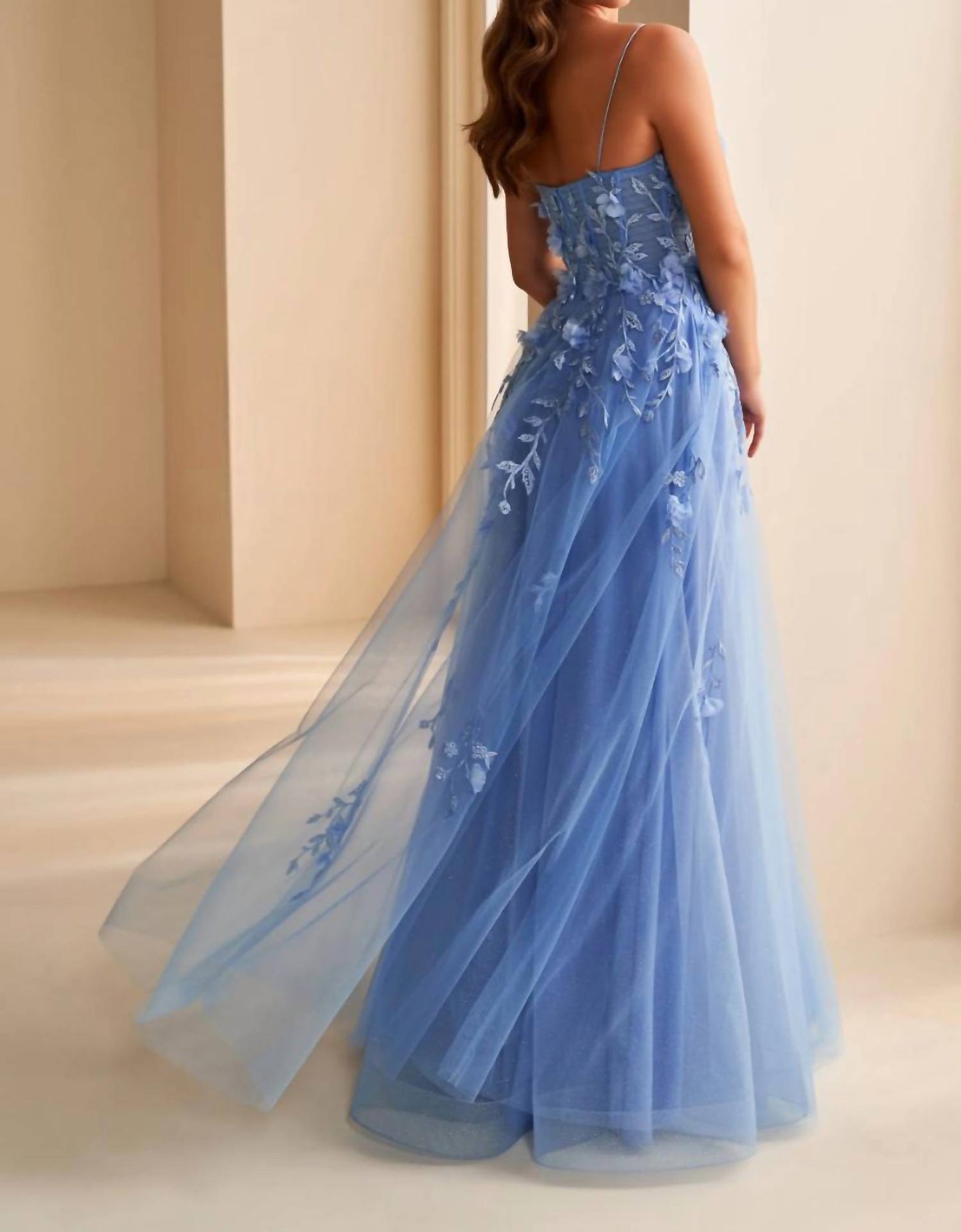 Ellie Wilde - Lace Appliques Tulle A-line Gown