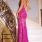 Jovani - High Slit And Deep V-back Gown