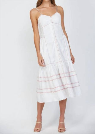 Fate - Rio Top Stitch Detail Linen Blend Dress