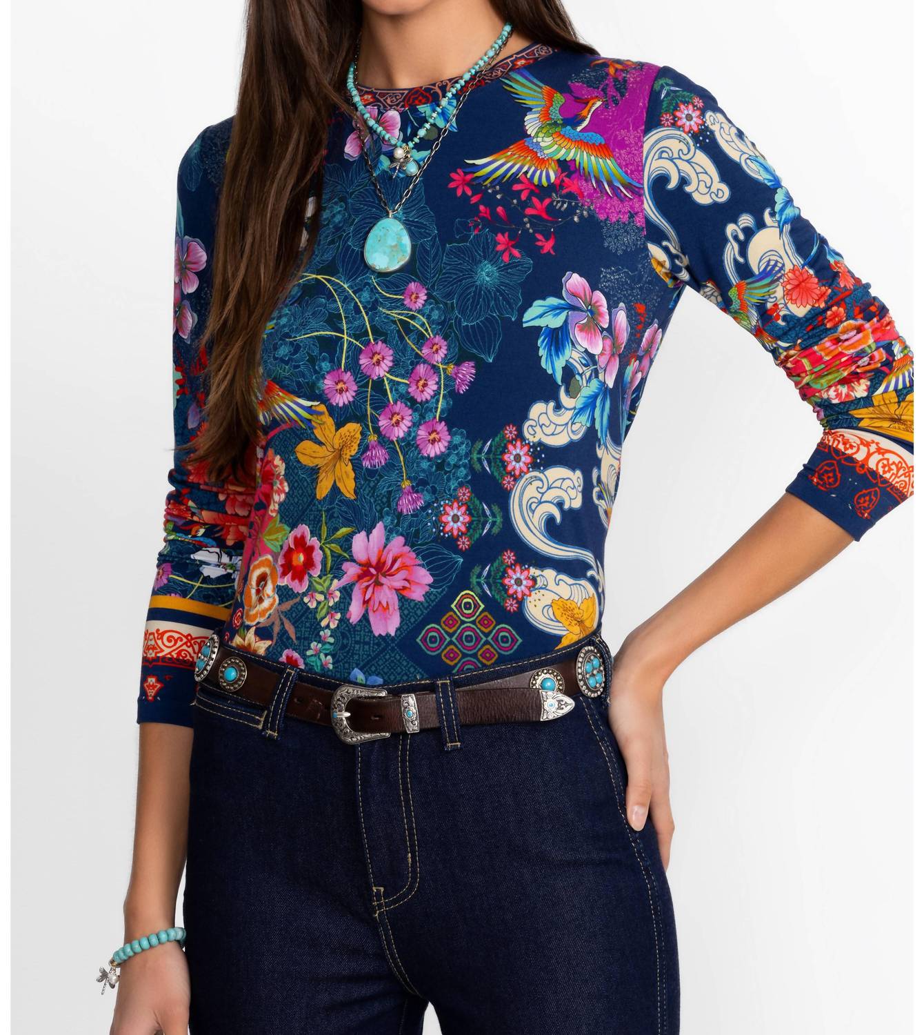 Johnny Was - Jaine Favorite Long Sleeve Crew Neck Tee