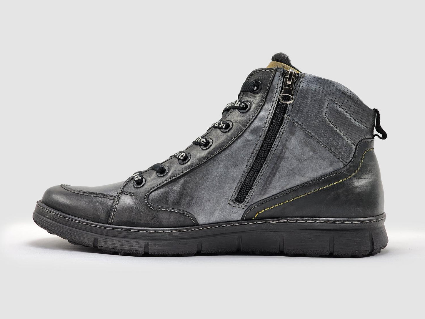 Kcr Group - Men's Thick Wool-Lined Zip-Up Leather Boots