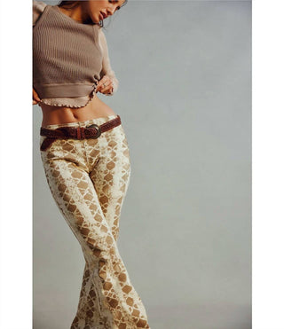 Free People - PENNY PULL-ON PRINTED FLARE JEANS