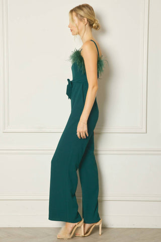 Entro - Feather Trim Jumpsuit