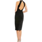 Ieena For Mac Duggal - Open Back Jewel Neck Halter Midi Dress