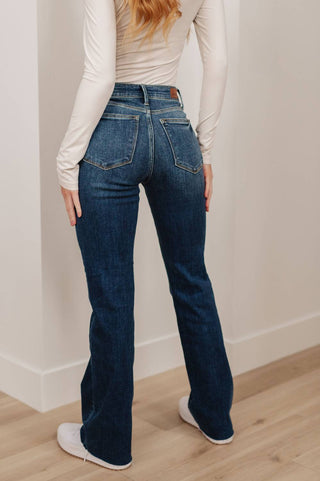 Judy Blue - Mid Rise Raw Hem Bootcut Jeans