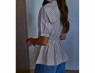 By Together - Sable Striped Peplum Top
