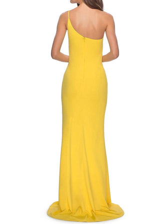 La Femme - Women's One Shoulder Jersey Gown