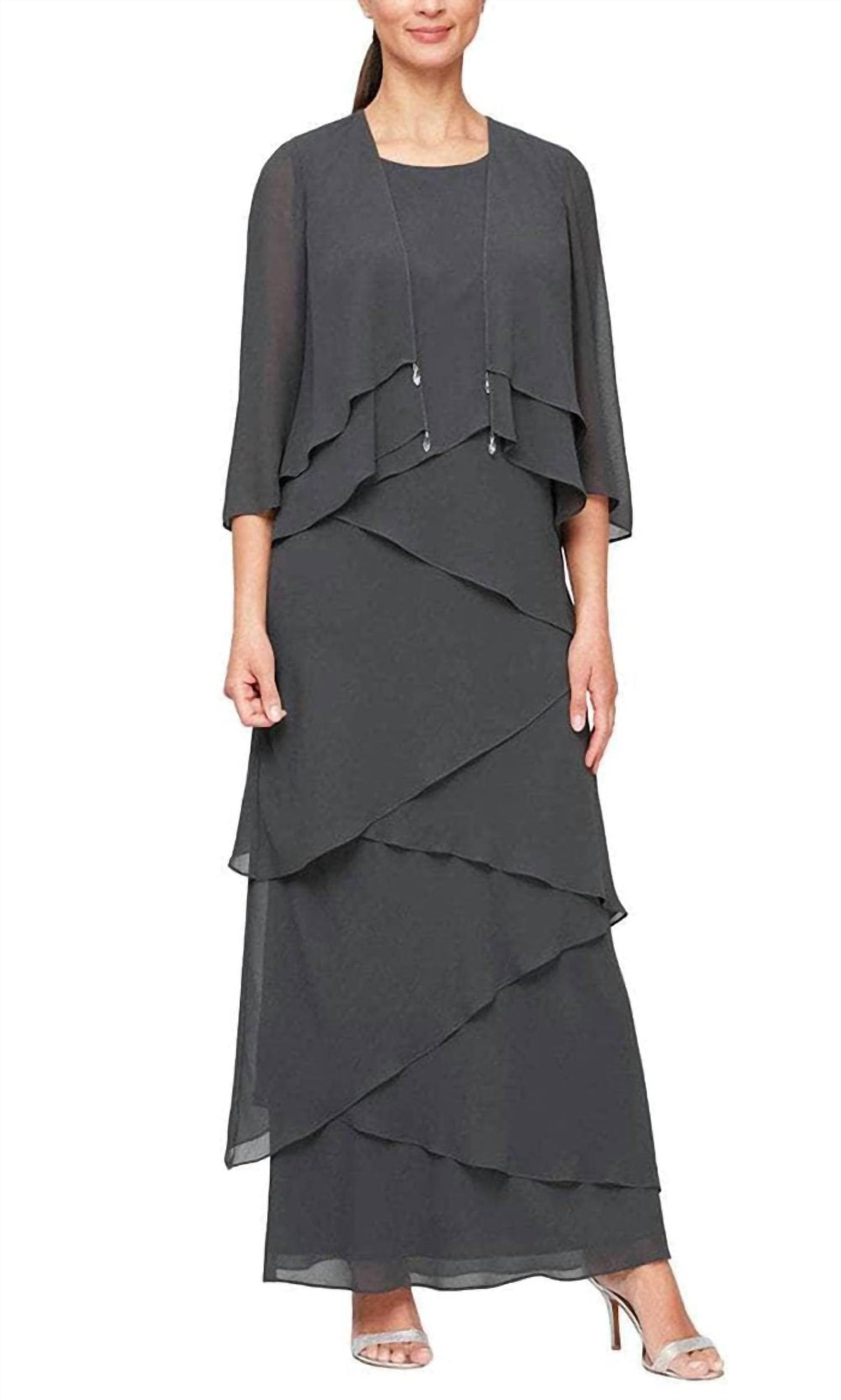 Alex Evenings - Tiered Chiffon Long Dress