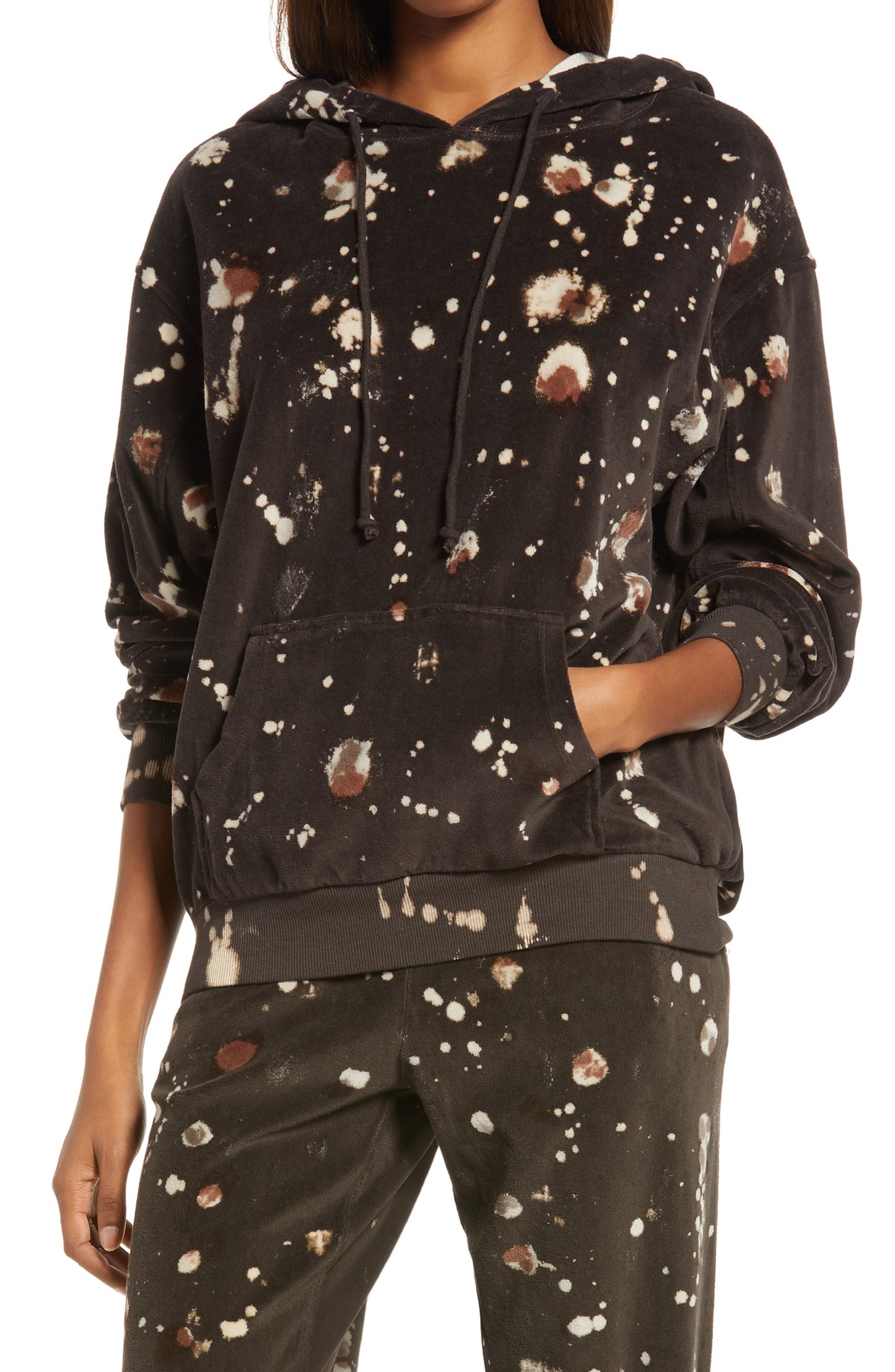 Women's Brown Velour Treatment Hoodie - X-Small