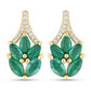0.91 Carat Genuine Zambian Emerald and White Diamond 14K Yellow Gold Earrings