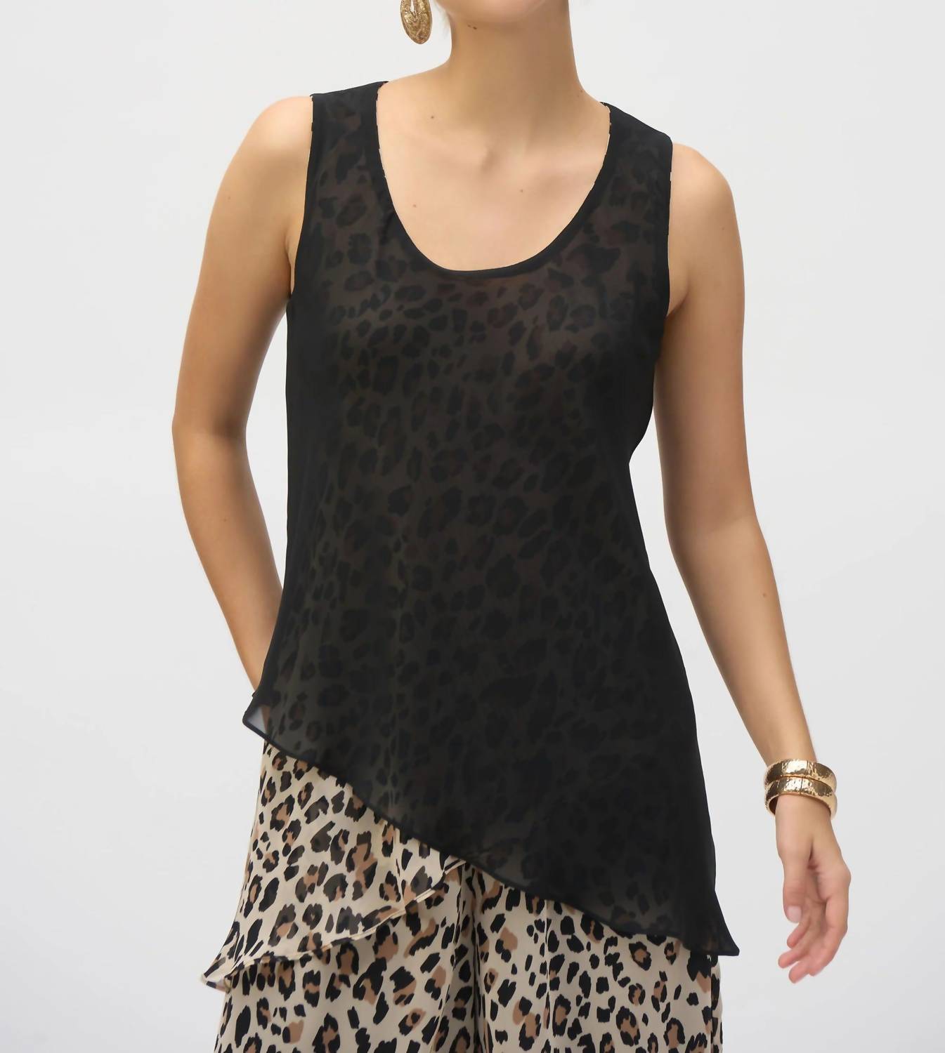 Joseph Ribkoff - Animal Print Reversible Chiffon Tunic Top