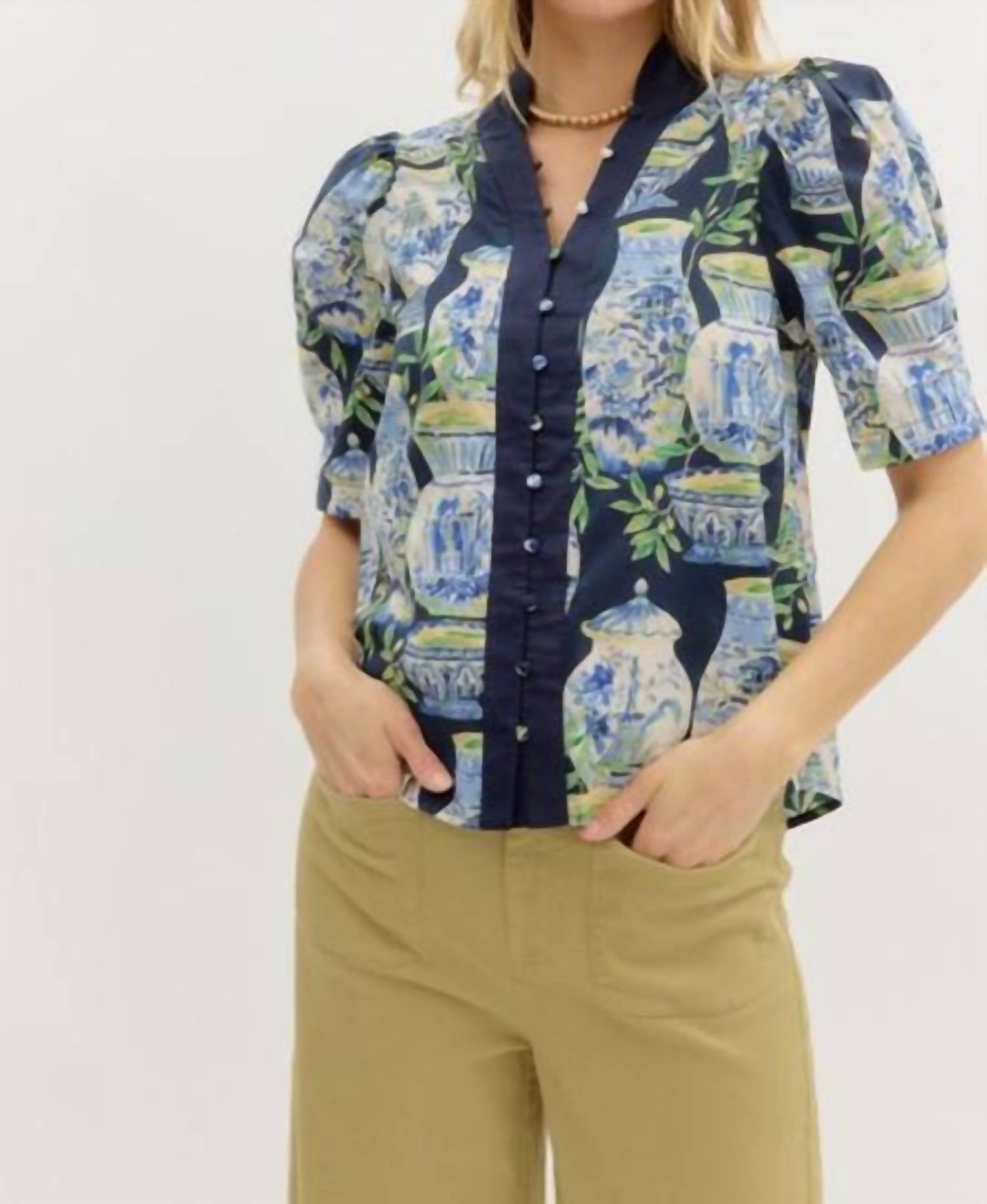 Entro - Blue Chinoise Blouse