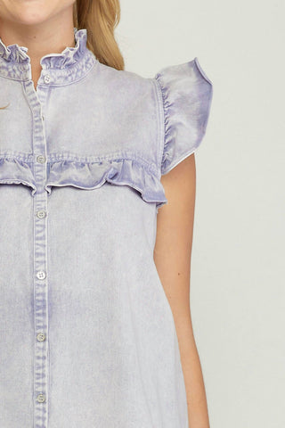 Entro - Denim Ruffled Top