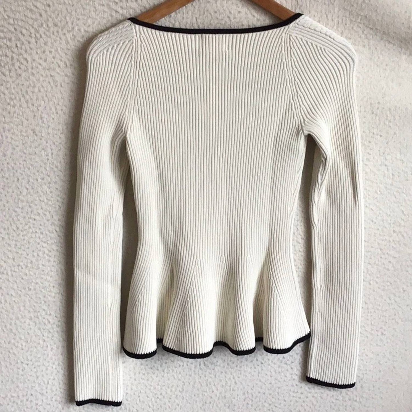 H&M - Ribbed Knit Sweater With Black Trim