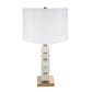 D15x26.7' White and Gold Alabaster Slab Table Lamp