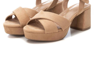 Xti - Women's Suede Heeled Platform Sandals