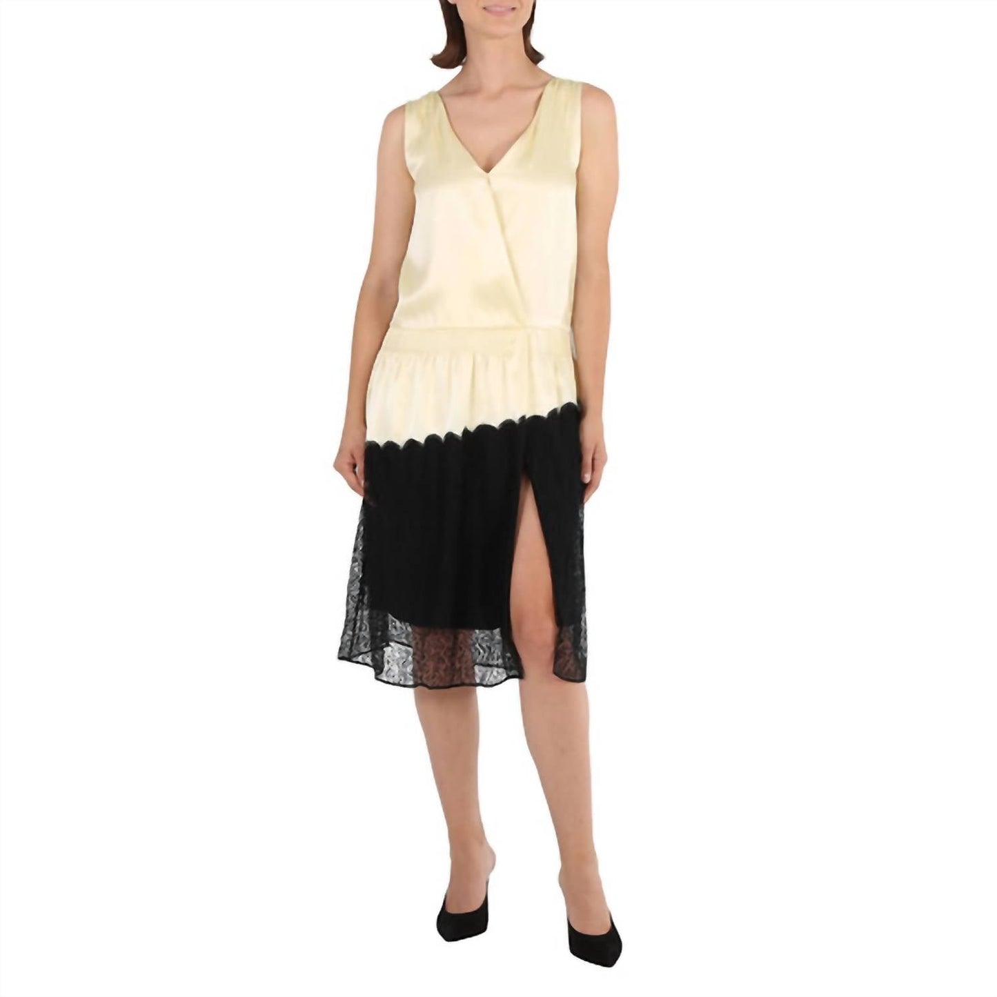 Burberry - Silk Satin & Lace Sleeveless Dress