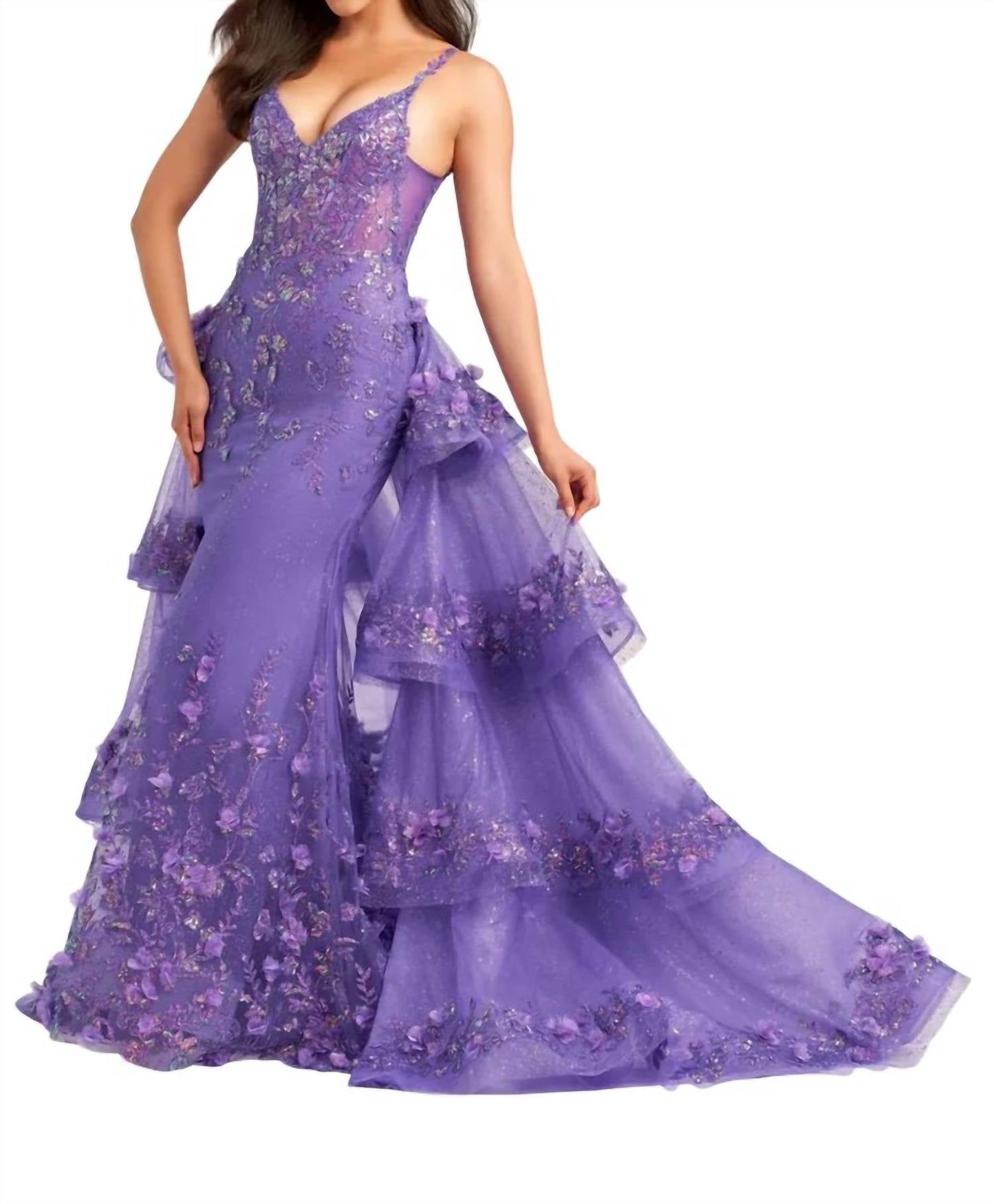 Ellie Wilde - Long Formal Glitter Prom Dress