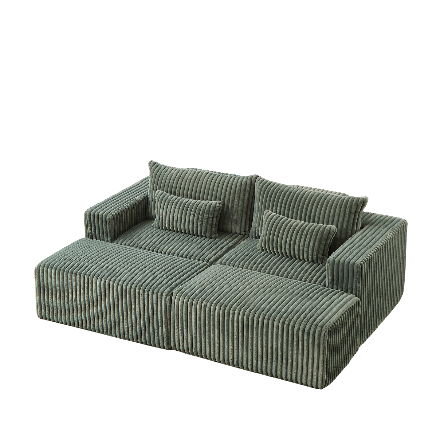 87' Oversized Sectional Lounge Chaise with Plush Corduroy Fabric