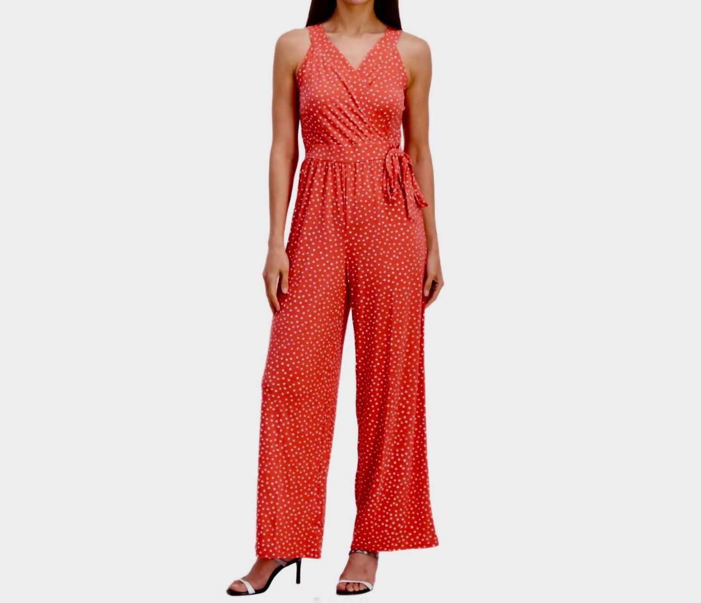 41 Hawthorn - Polka Dot Wide Leg V-neck Jumpsuit
