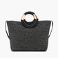 America & Beyond - Women's Lurex Wicker Handle Tote Bag