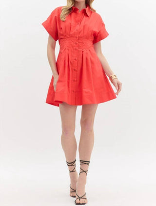 Entro - Button Front Pleated Dress