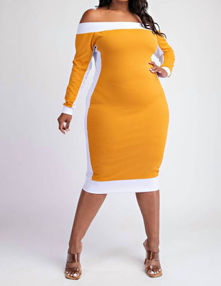 The Curve La - Plus Size Knit Color Block Midi Dress