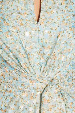 Adrianna Papell - Flutter Short Sleeves Long Chiffon Dress