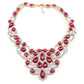 160.14 Carat Glass Filled Ruby and White Diamond .925 Sterling Silver Necklace