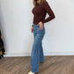Free People - Ettie Double Button Straight Leg Denim