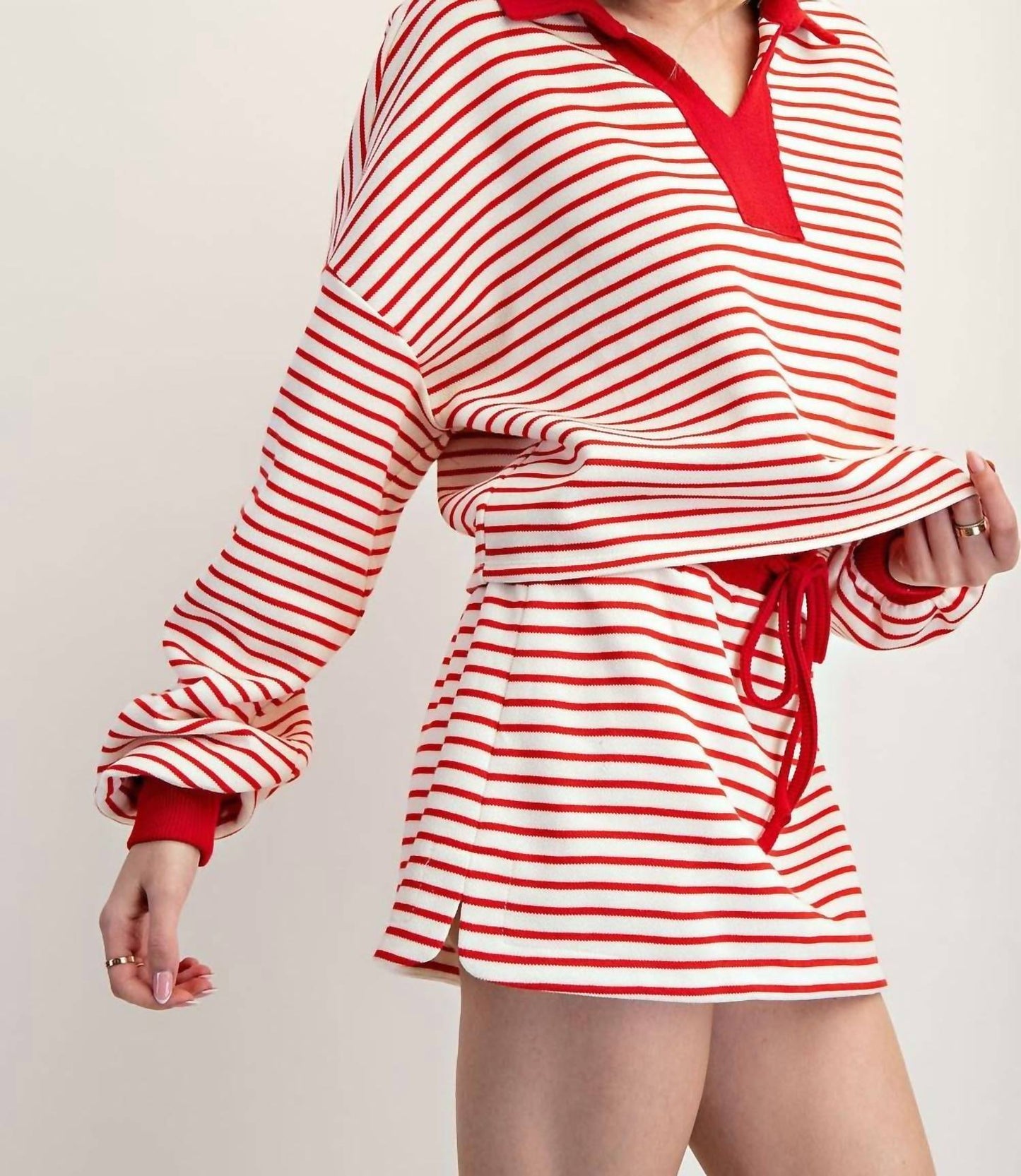 Eesome - Striped Drawstring Mini Skort