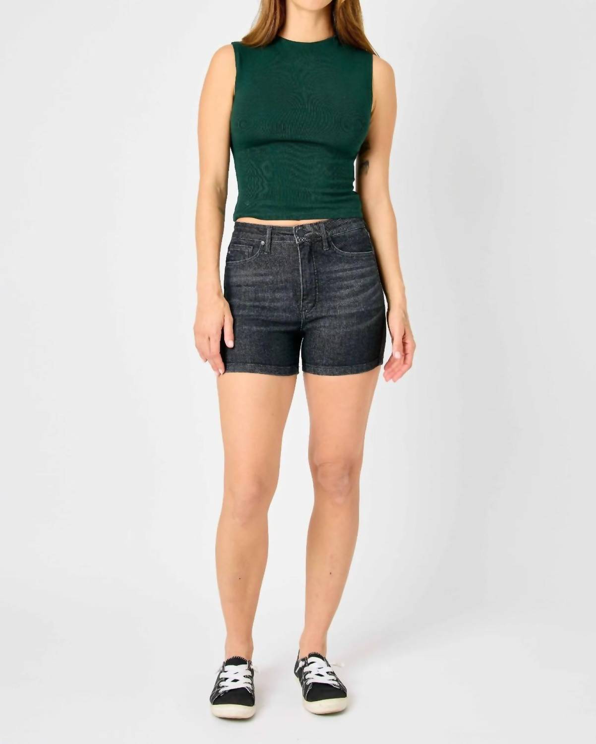Judy Blue - Mid Rise Tummy Control Release Hem Shorts