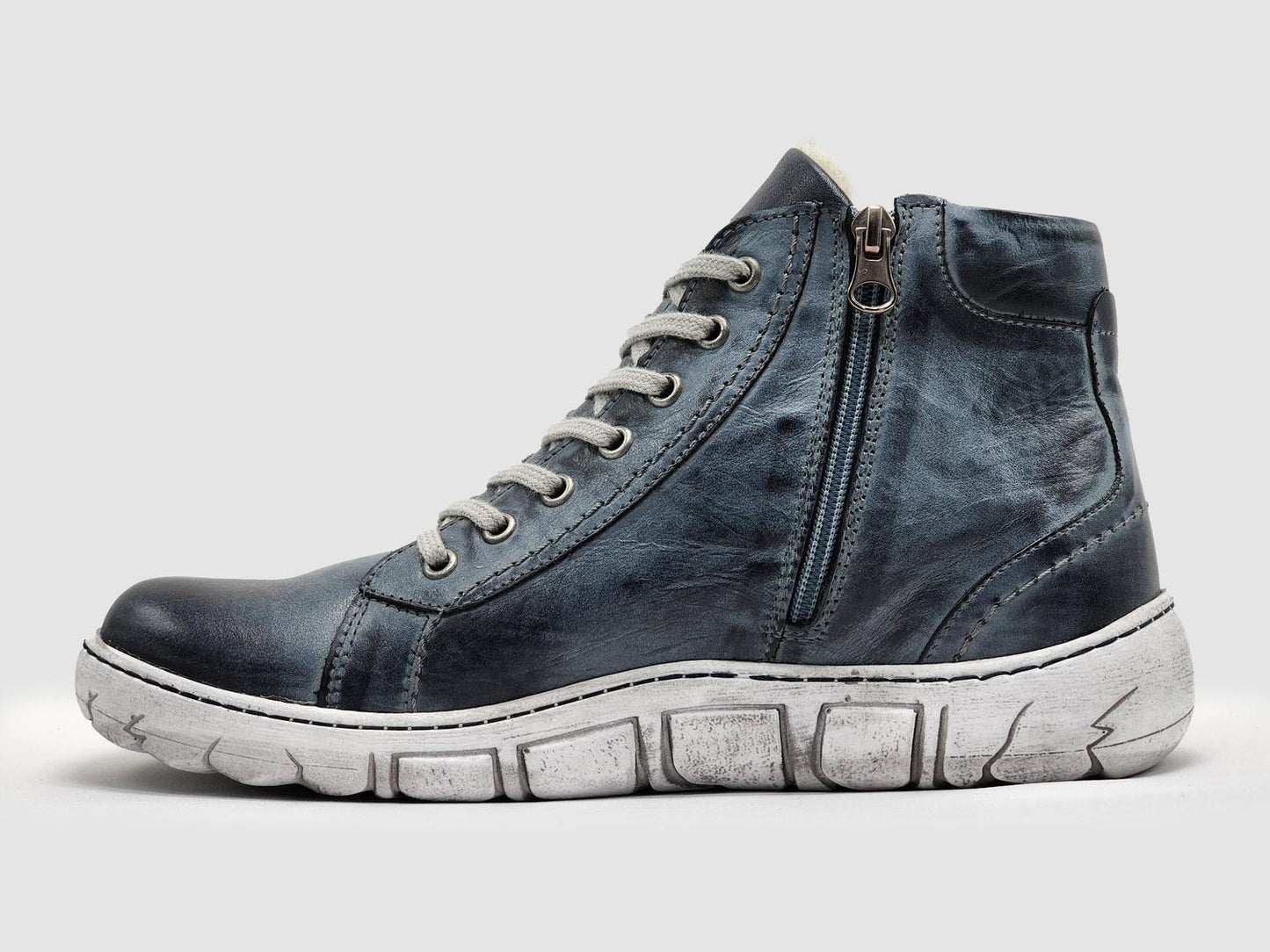 Kcr Group - Men's Original Thick-Wool Lined Zip-Up Leather Boots