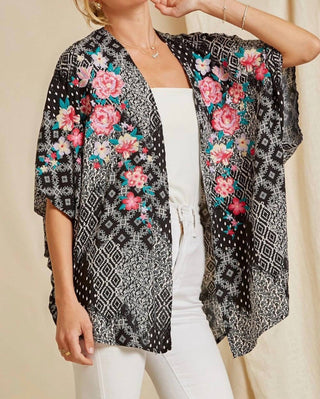 Andree By Unit - Floral Embroidered Kimono Jacket
