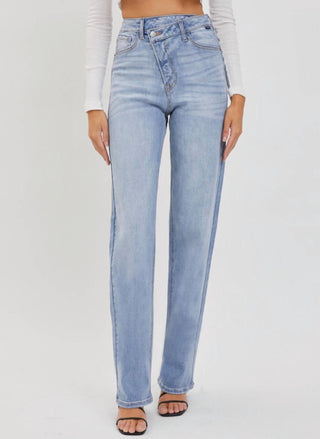 Cello - Jillian High Rise Asymmetrical Button Dad Jeans