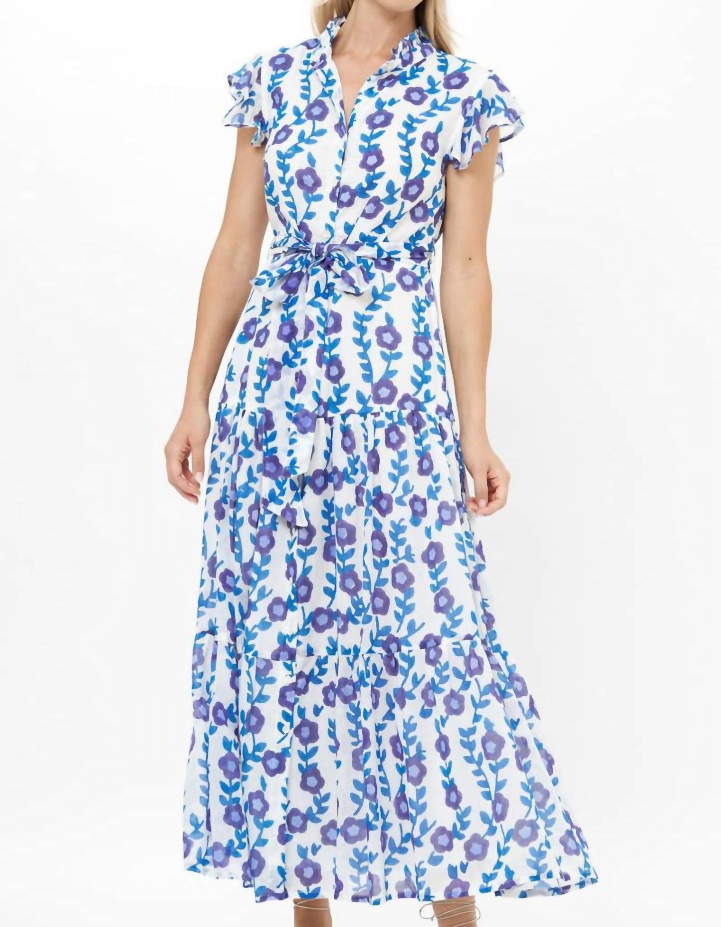 Oliphant - Ruffle Collar Button Maxi Dress