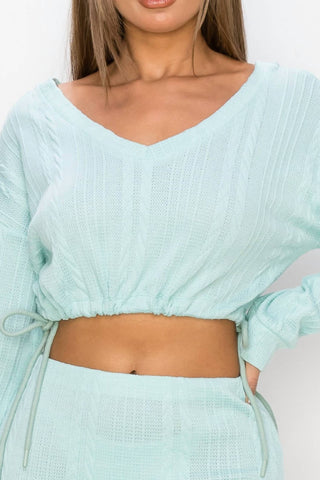 Haute Monde - Kiki Knit Crocheted Mesh Top And Knit Crocheted Mesh Skirt Set