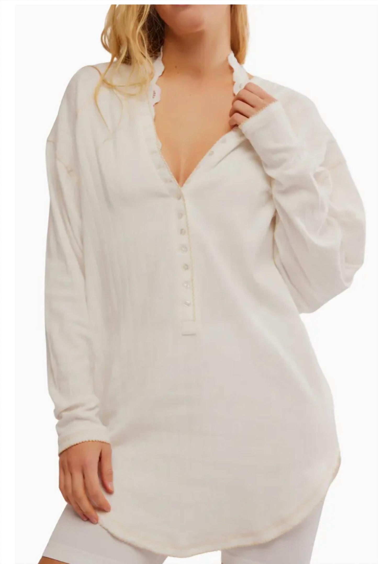 Free People - Coffee Chat Pointelle Cotton Lounge Top