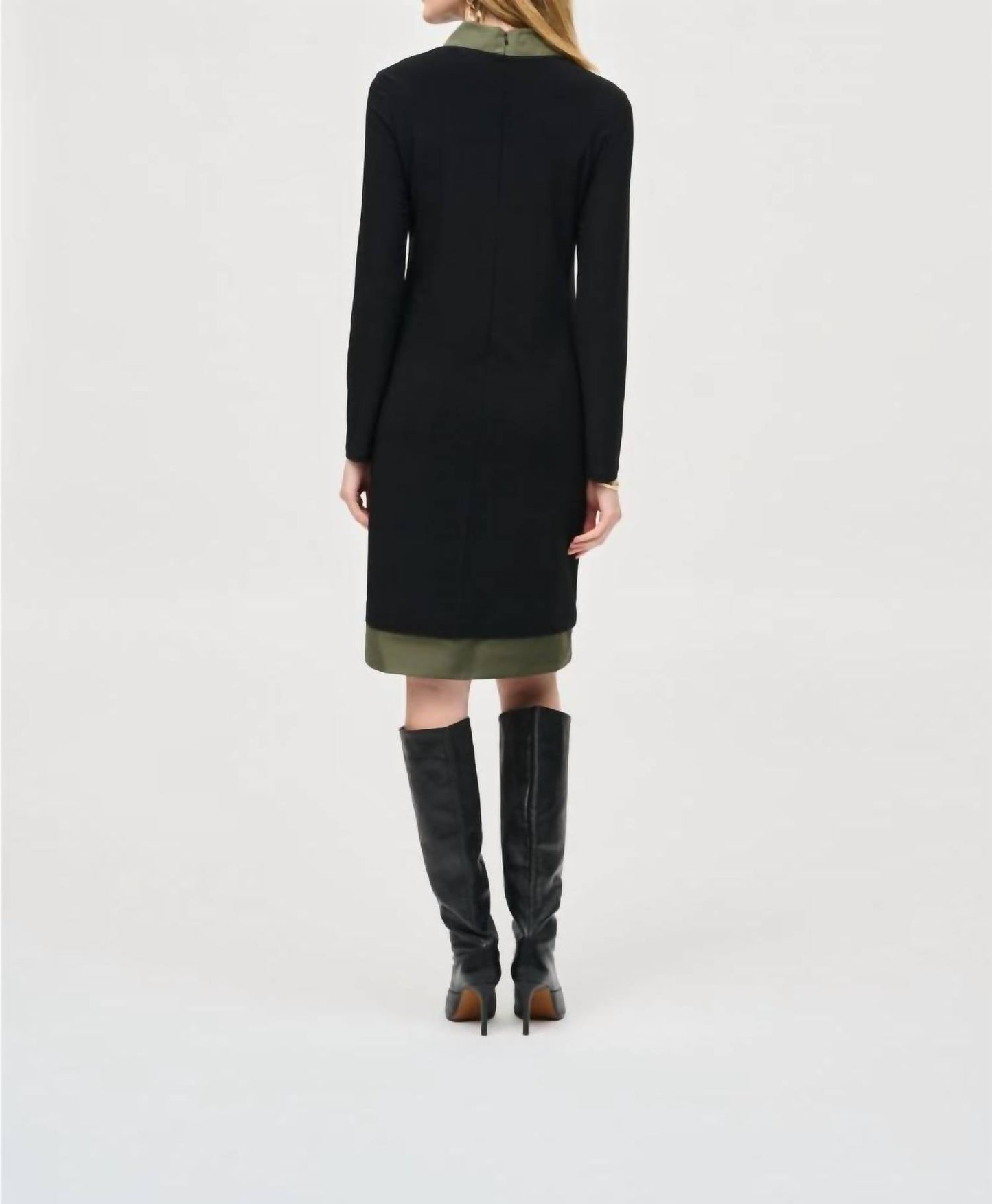 Joseph Ribkoff - Two-tone Color Block Long Sleeve Shift Dress